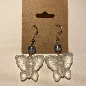 Chunky Glass Butterfly Handmade Earrings